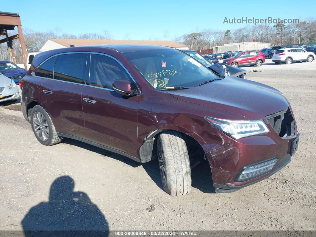 2016 Acura Mdx Technology   Acurawatch Plus Packages/technology Package Burgundy vin: 5FRYD4H46GB036100