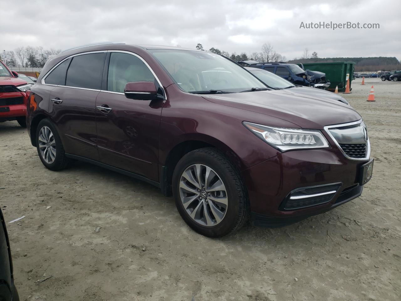 2016 Acura Mdx Technology Бордовый vin: 5FRYD4H48GB019623