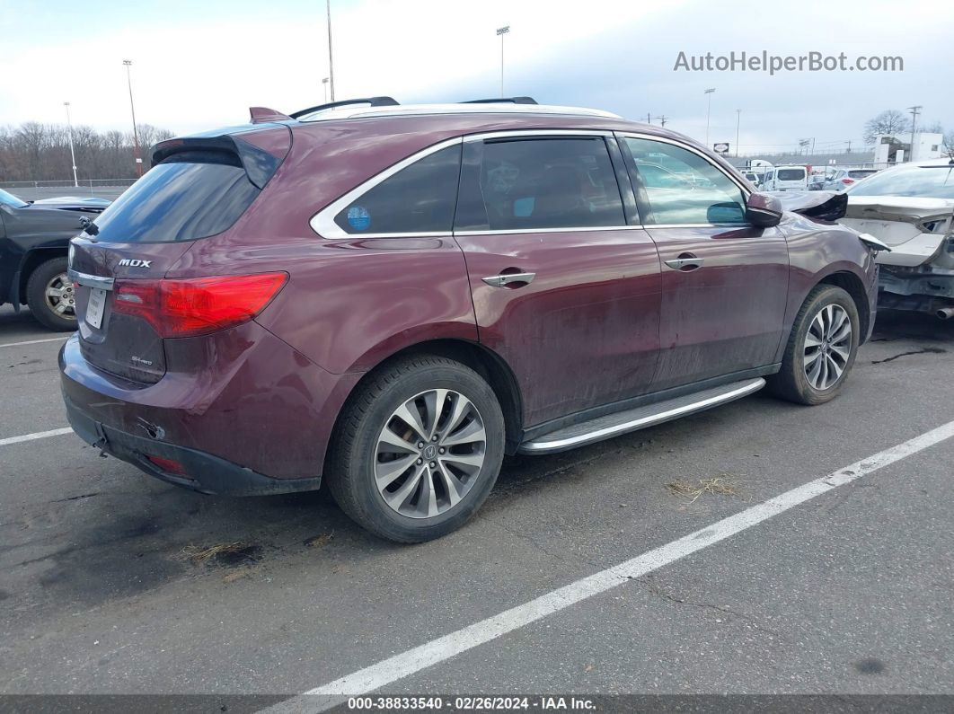 2016 Acura Mdx Technology   Acurawatch Plus Packages/technology Package Maroon vin: 5FRYD4H49GB016908