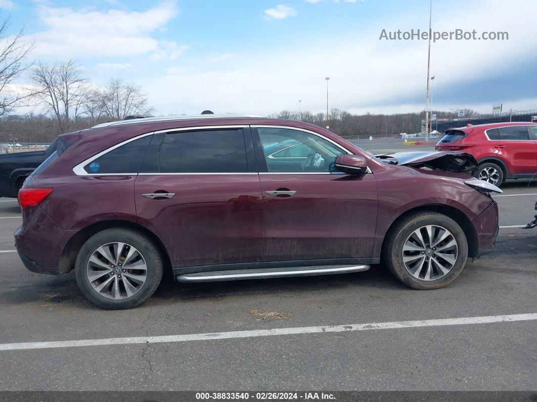 2016 Acura Mdx Technology   Acurawatch Plus Packages/technology Package Maroon vin: 5FRYD4H49GB016908