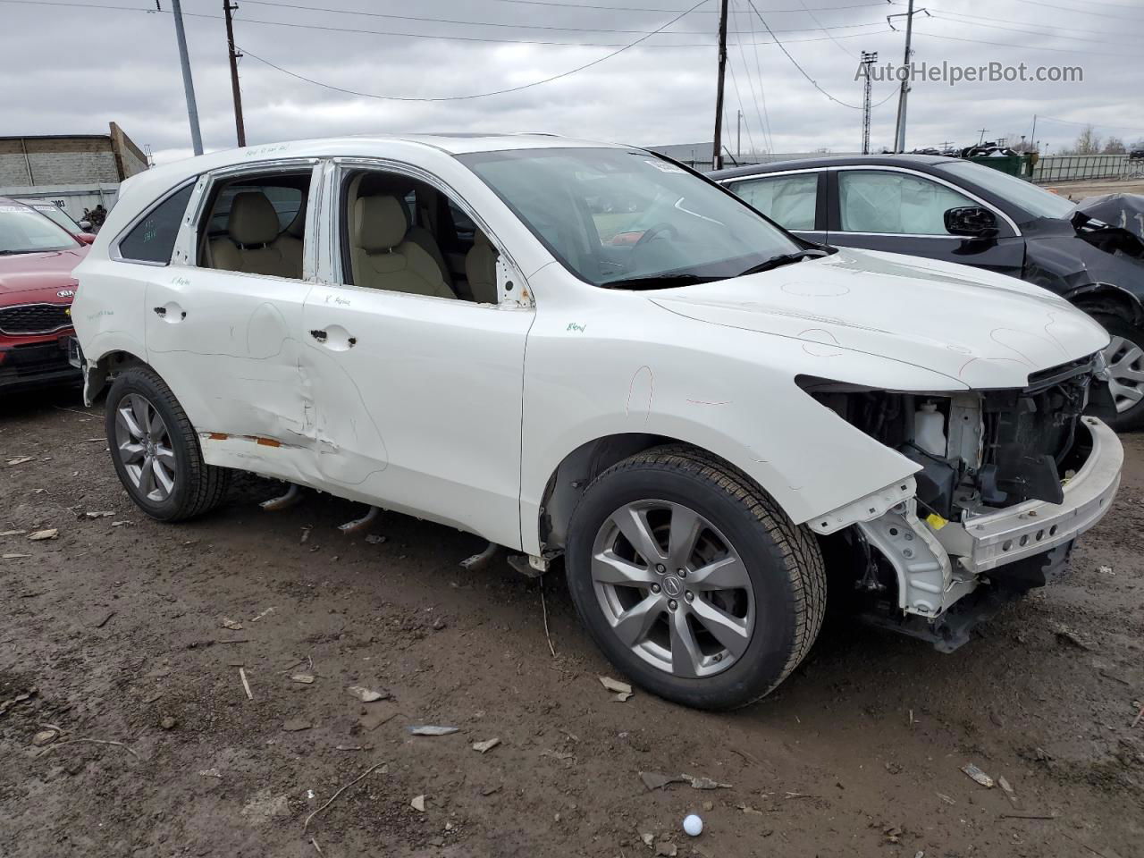 2016 Acura Mdx Advance White vin: 5FRYD4H9XGB019263