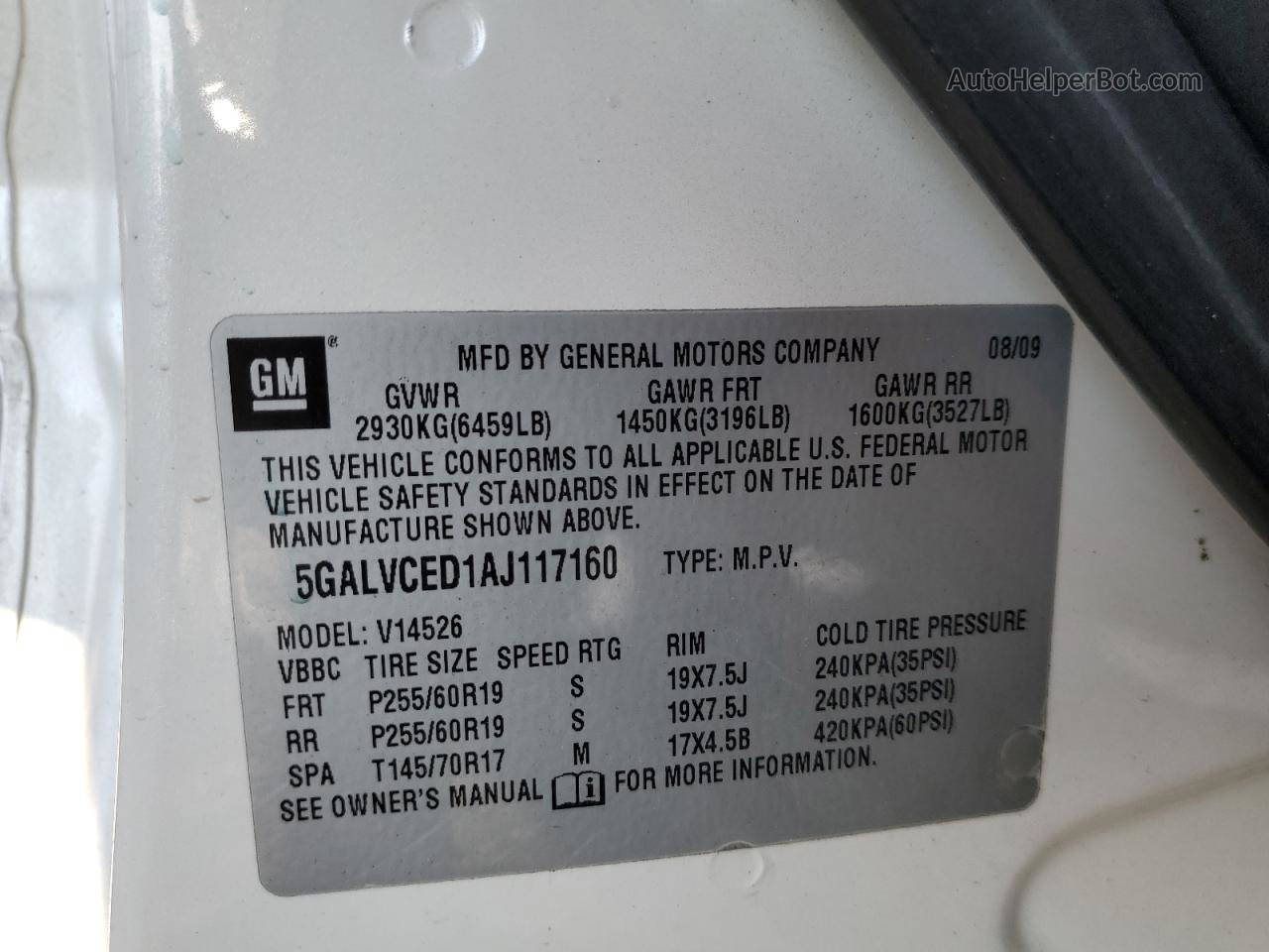 2010 Buick Enclave Cxl Two Tone vin: 5GALVCED1AJ117160