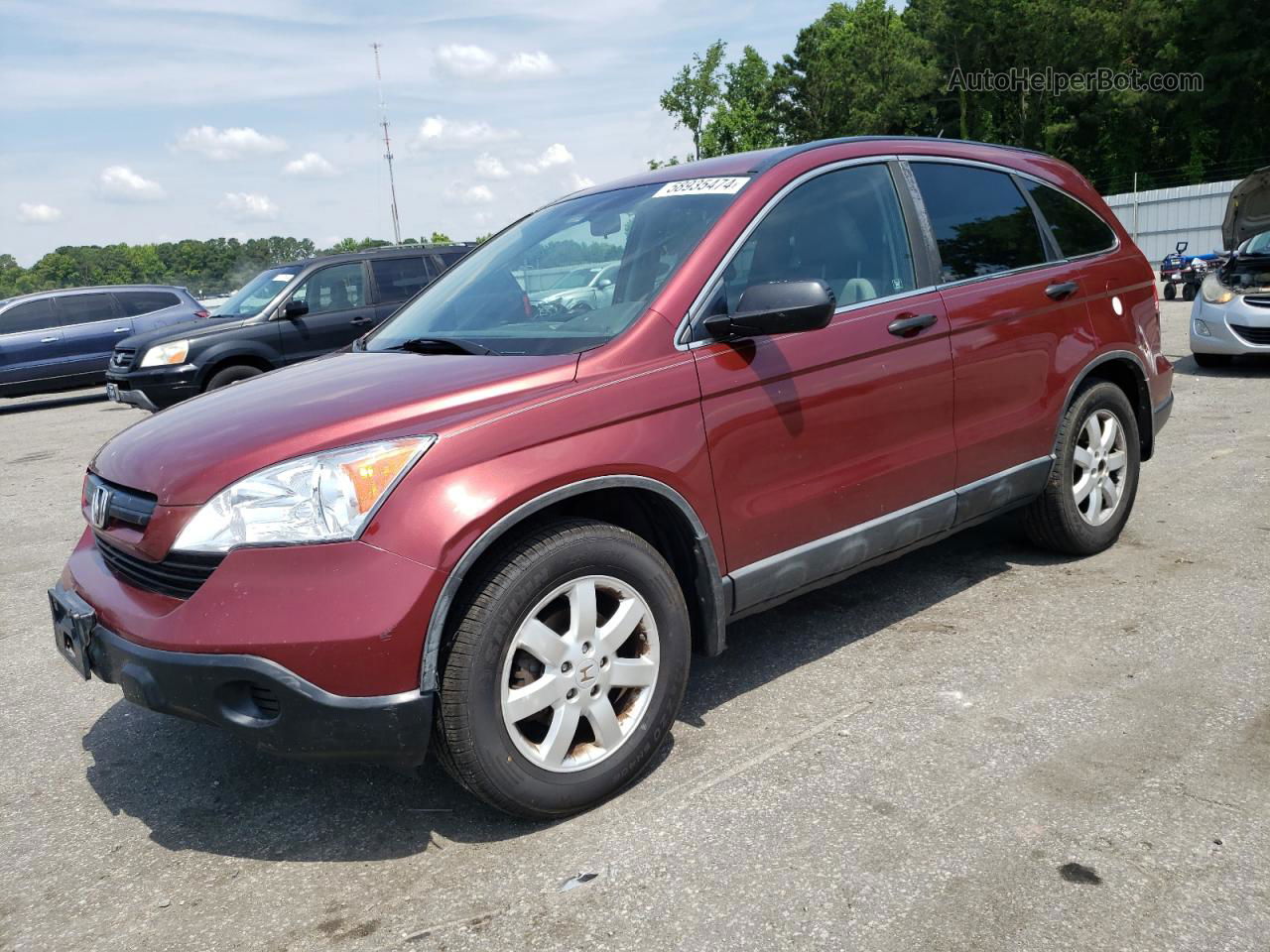 2009 Honda Cr-v Lx Burgundy vin: 5J6RE48309L048022