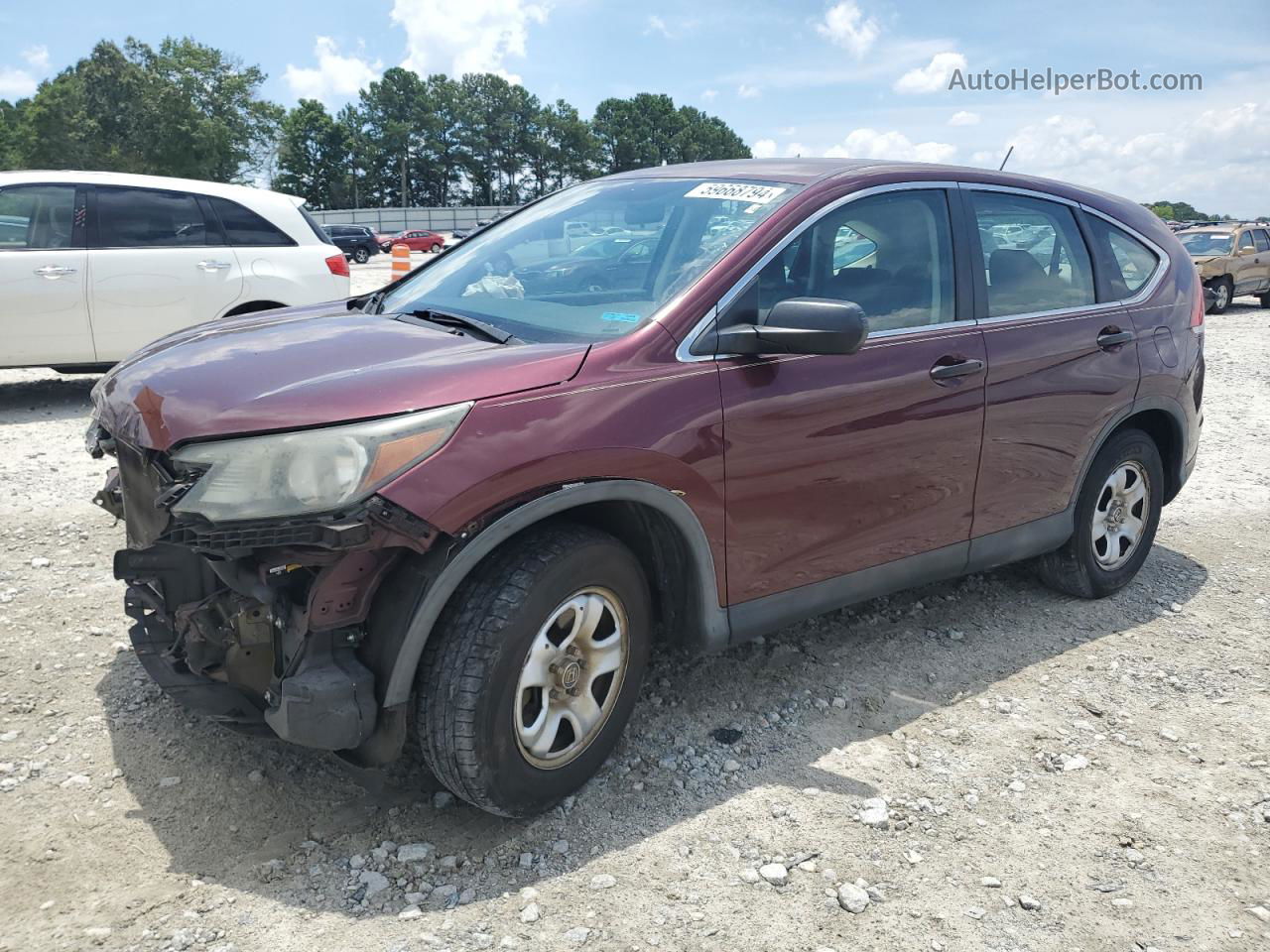 2013 Honda Cr-v Lx Burgundy vin: 5J6RM3H30DL034840