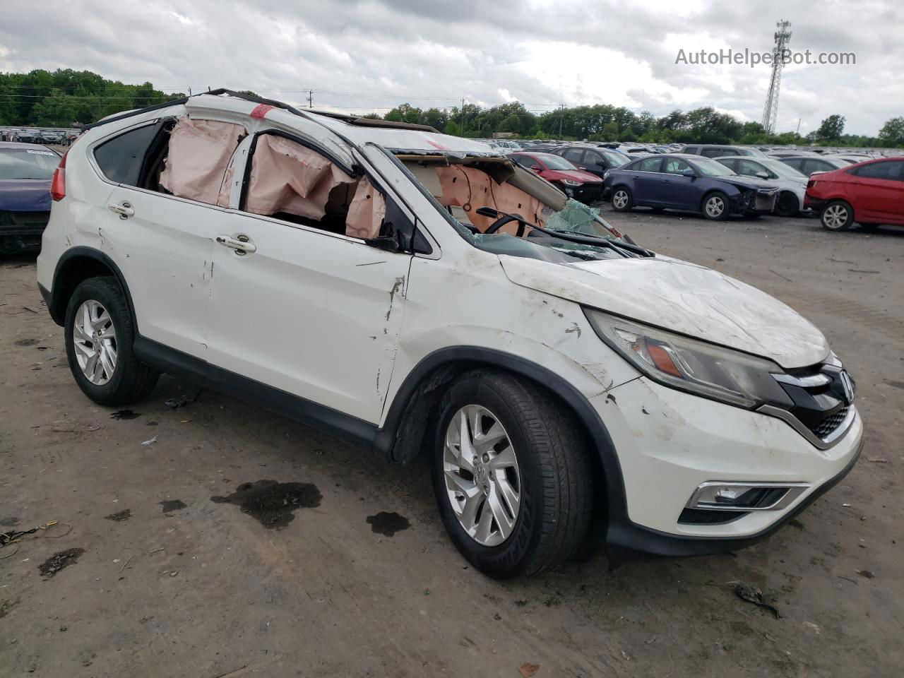 2015 Honda Cr-v Ex White vin: 5J6RM3H54FL000971