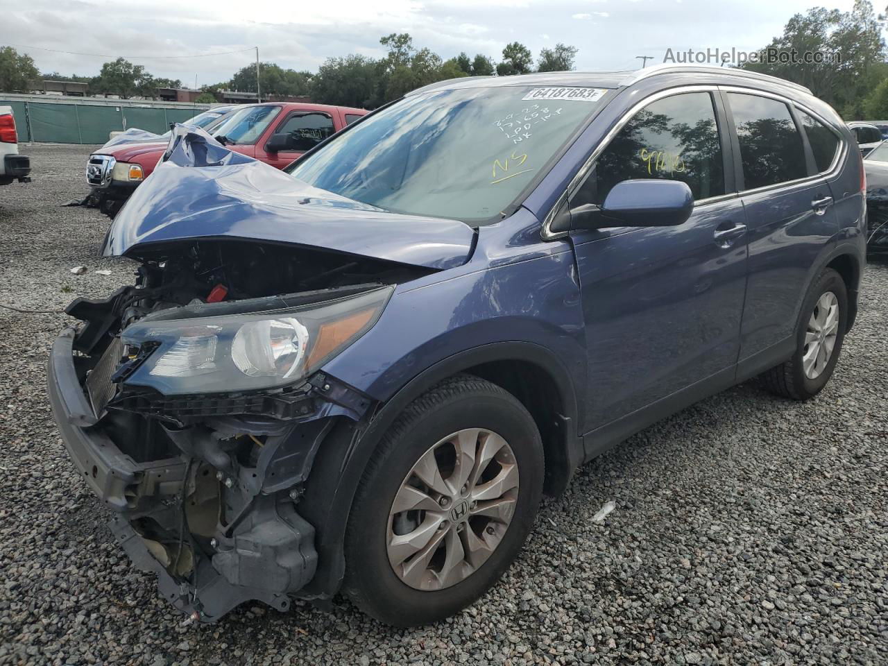 2012 Honda Cr-v Exl Blue vin: 5J6RM3H7XCL039559