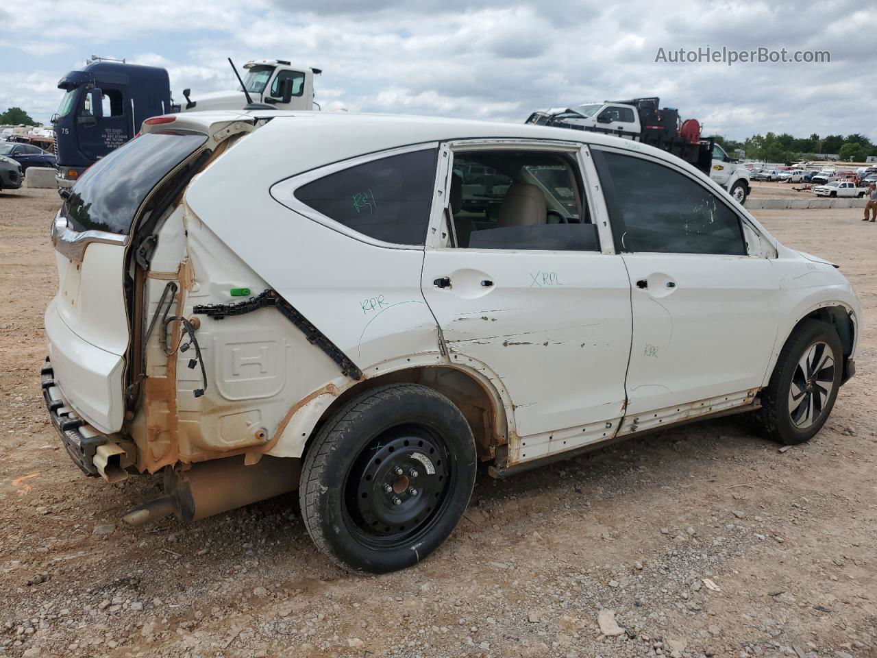 2015 Honda Cr-v Touring White vin: 5J6RM3H95FL001372