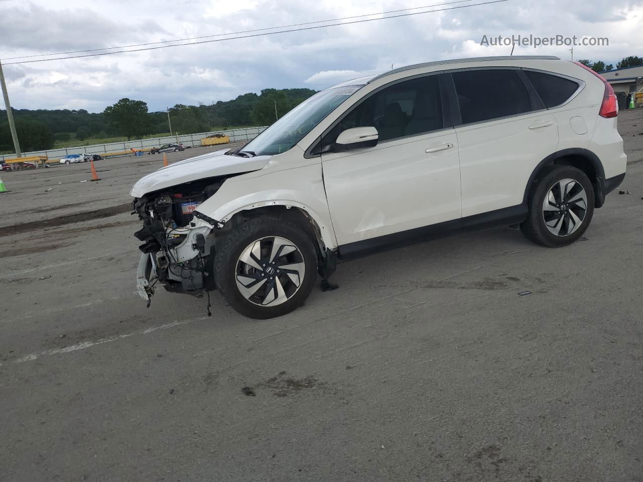 2015 Honda Cr-v Touring White vin: 5J6RM3H95FL024294