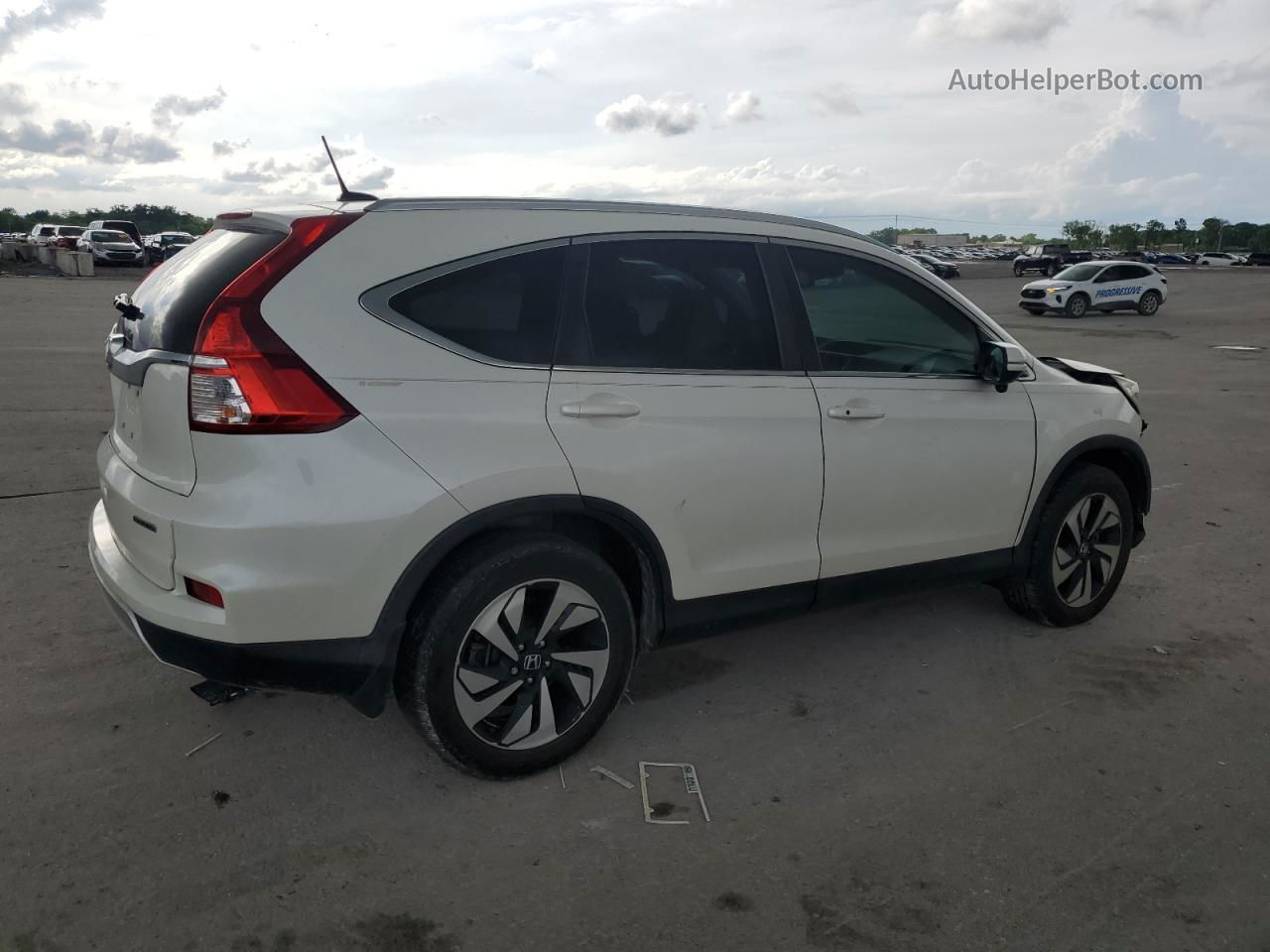 2015 Honda Cr-v Touring White vin: 5J6RM3H95FL024294