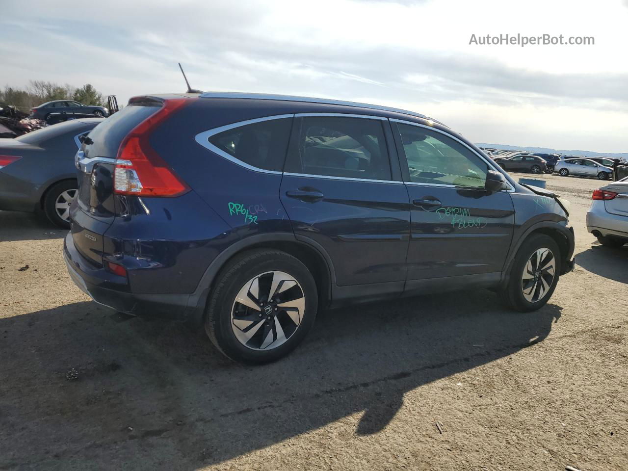 2016 Honda Cr-v Touring Blue vin: 5J6RM3H98GL006518