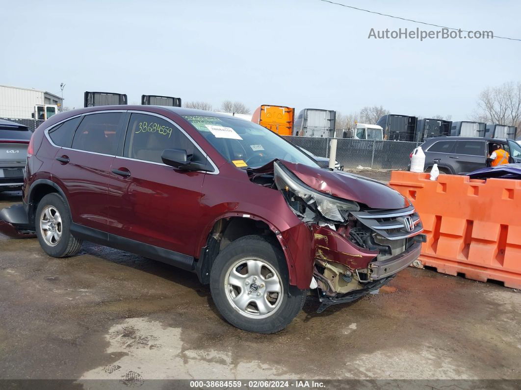 2012 Honda Cr-v Lx Burgundy vin: 5J6RM4H33CL068064