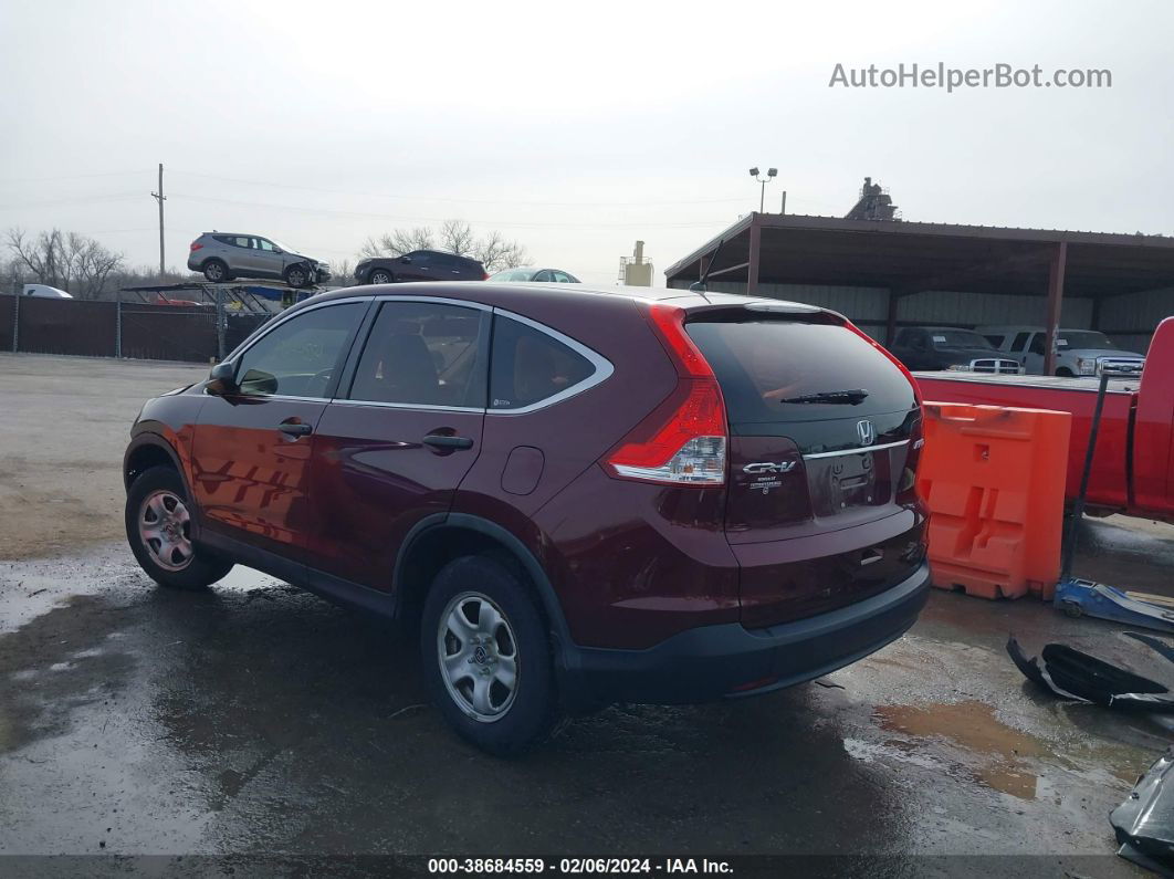 2012 Honda Cr-v Lx Burgundy vin: 5J6RM4H33CL068064