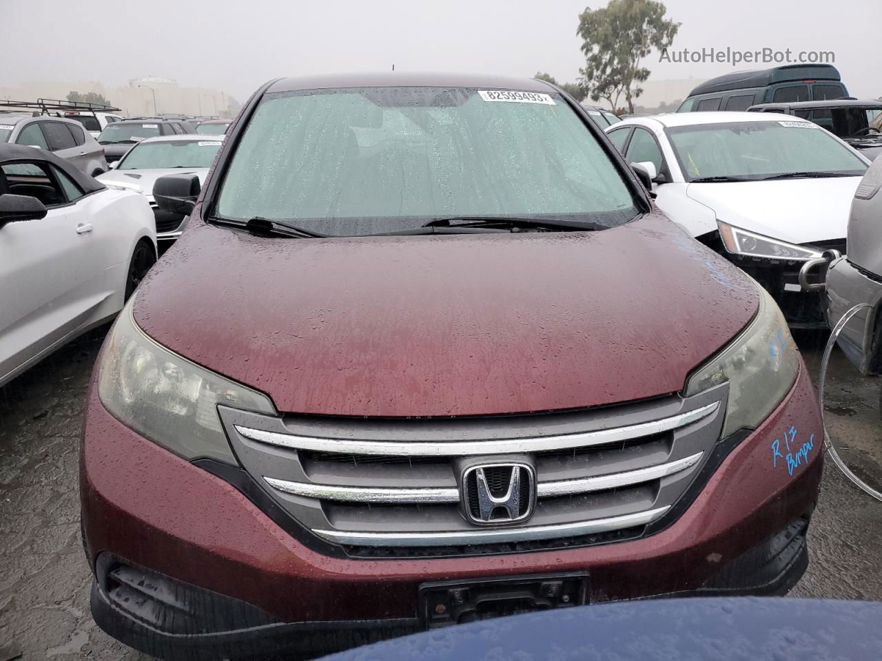 2013 Honda Cr-v Lx Burgundy vin: 5J6RM4H33DL058734