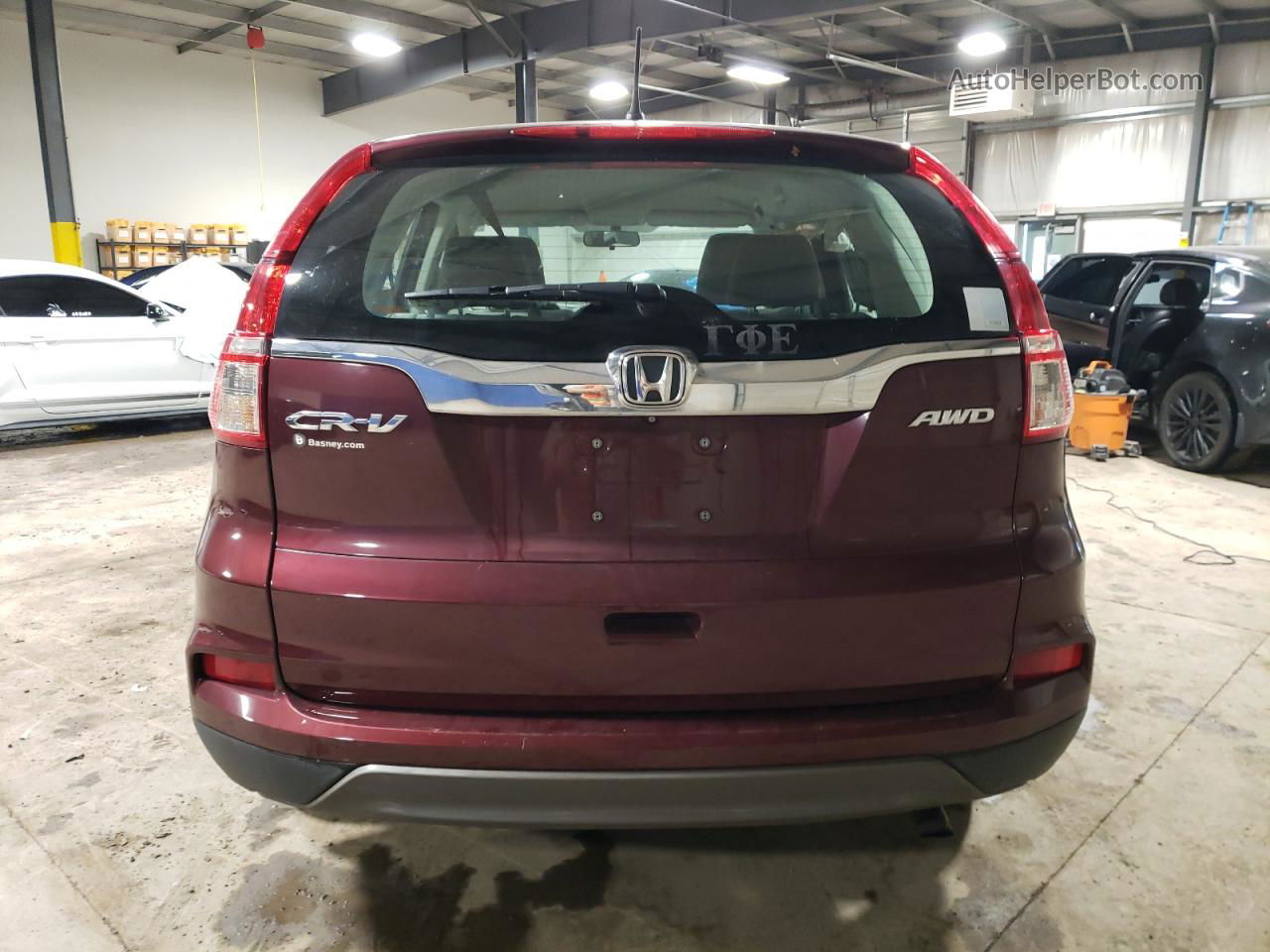 2015 Honda Cr-v Lx Burgundy vin: 5J6RM4H38FL003778