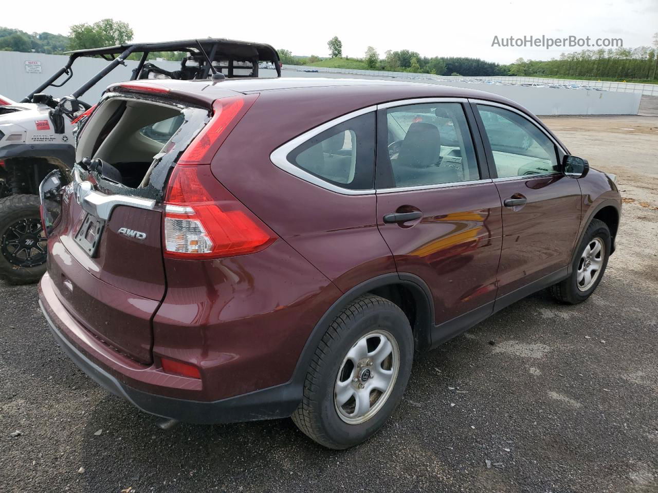 2015 Honda Cr-v Lx Burgundy vin: 5J6RM4H38FL015283