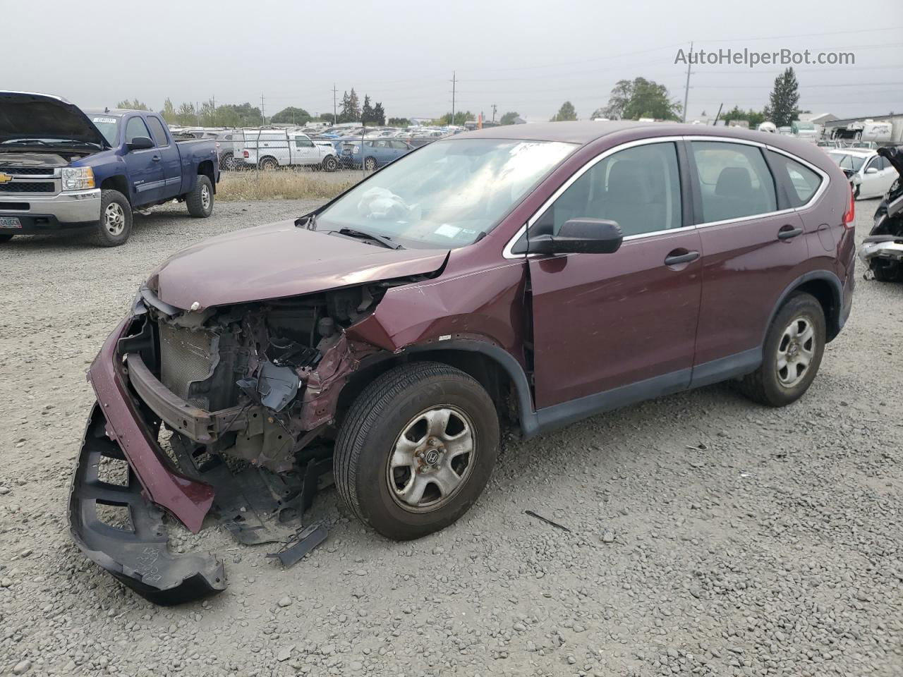 2013 Honda Cr-v Lx Burgundy vin: 5J6RM4H39DL071326