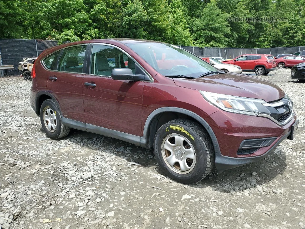 2015 Honda Cr-v Lx Burgundy vin: 5J6RM4H39FL092244