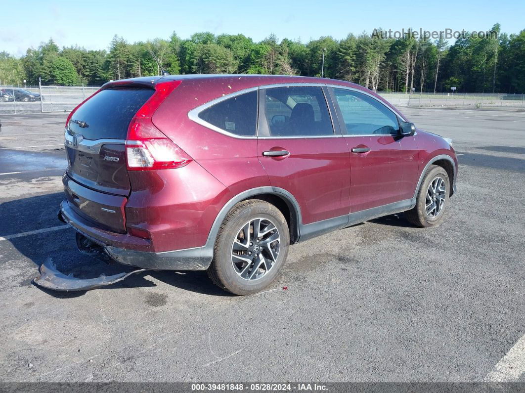 2016 Honda Cr-v Se Maroon vin: 5J6RM4H47GL032196