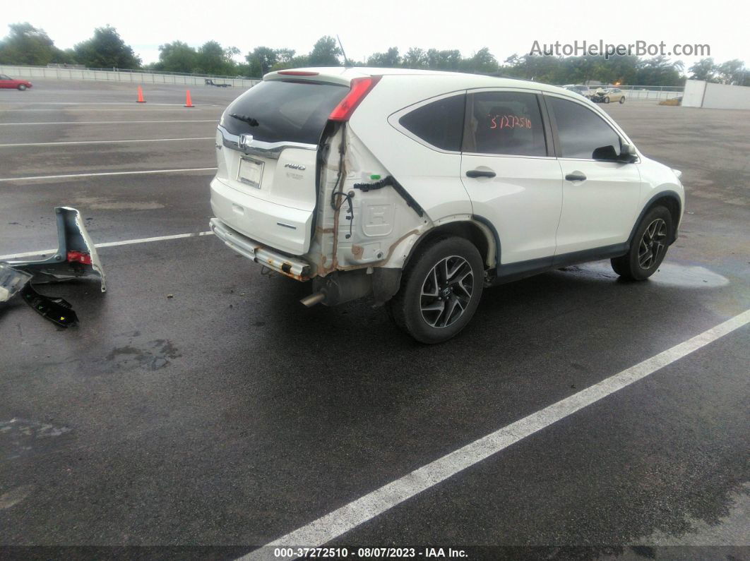 2016 Honda Cr-v Se White vin: 5J6RM4H48GL085926