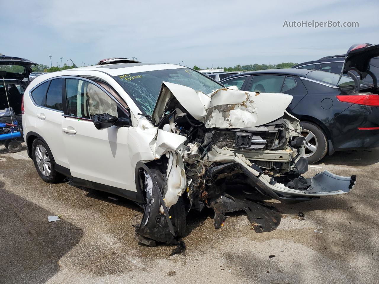 2013 Honda Cr-v Ex White vin: 5J6RM4H53DL018123