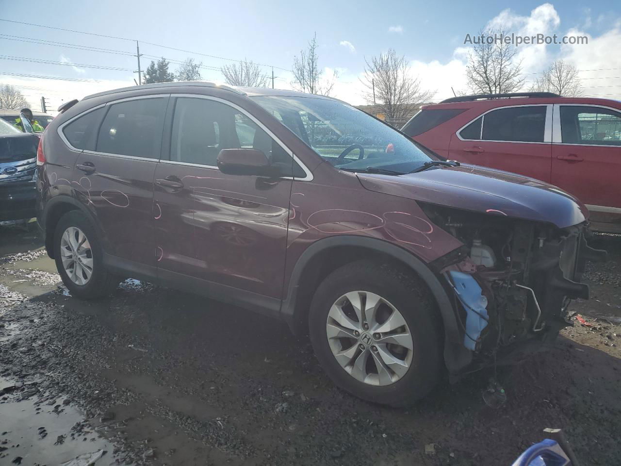 2013 Honda Cr-v Exl Maroon vin: 5J6RM4H77DL078911