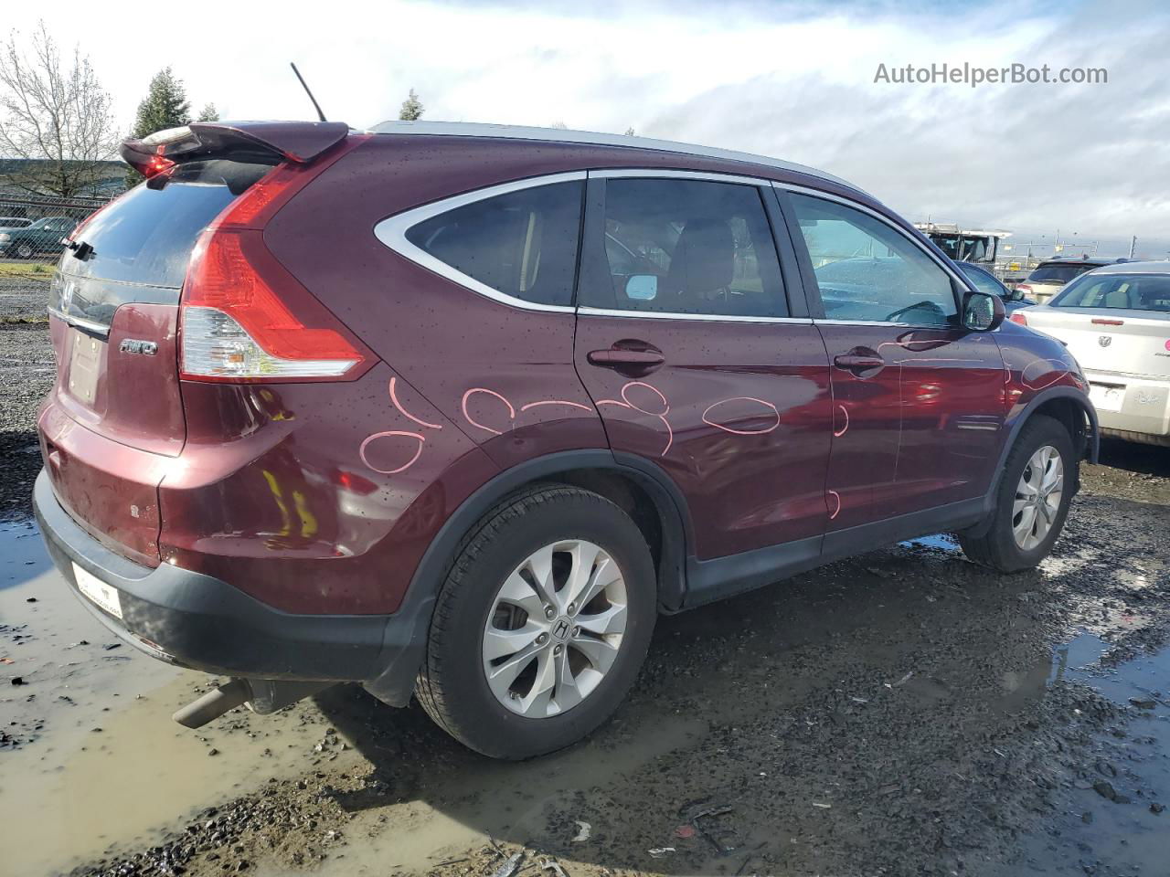 2013 Honda Cr-v Exl Maroon vin: 5J6RM4H77DL078911