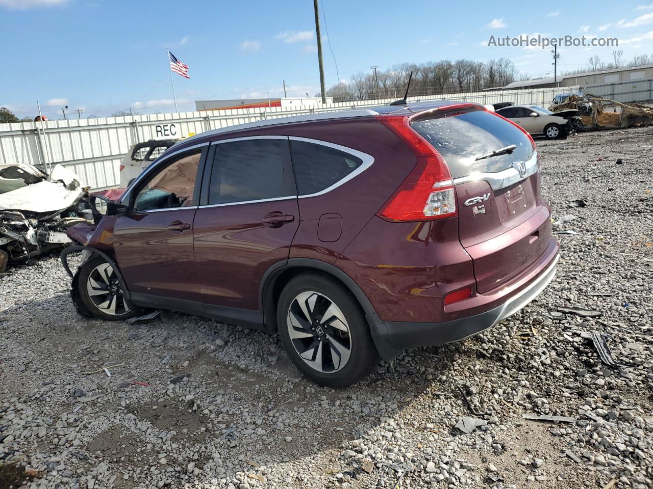 2016 Honda Cr-v Touring Maroon vin: 5J6RM4H93GL083819