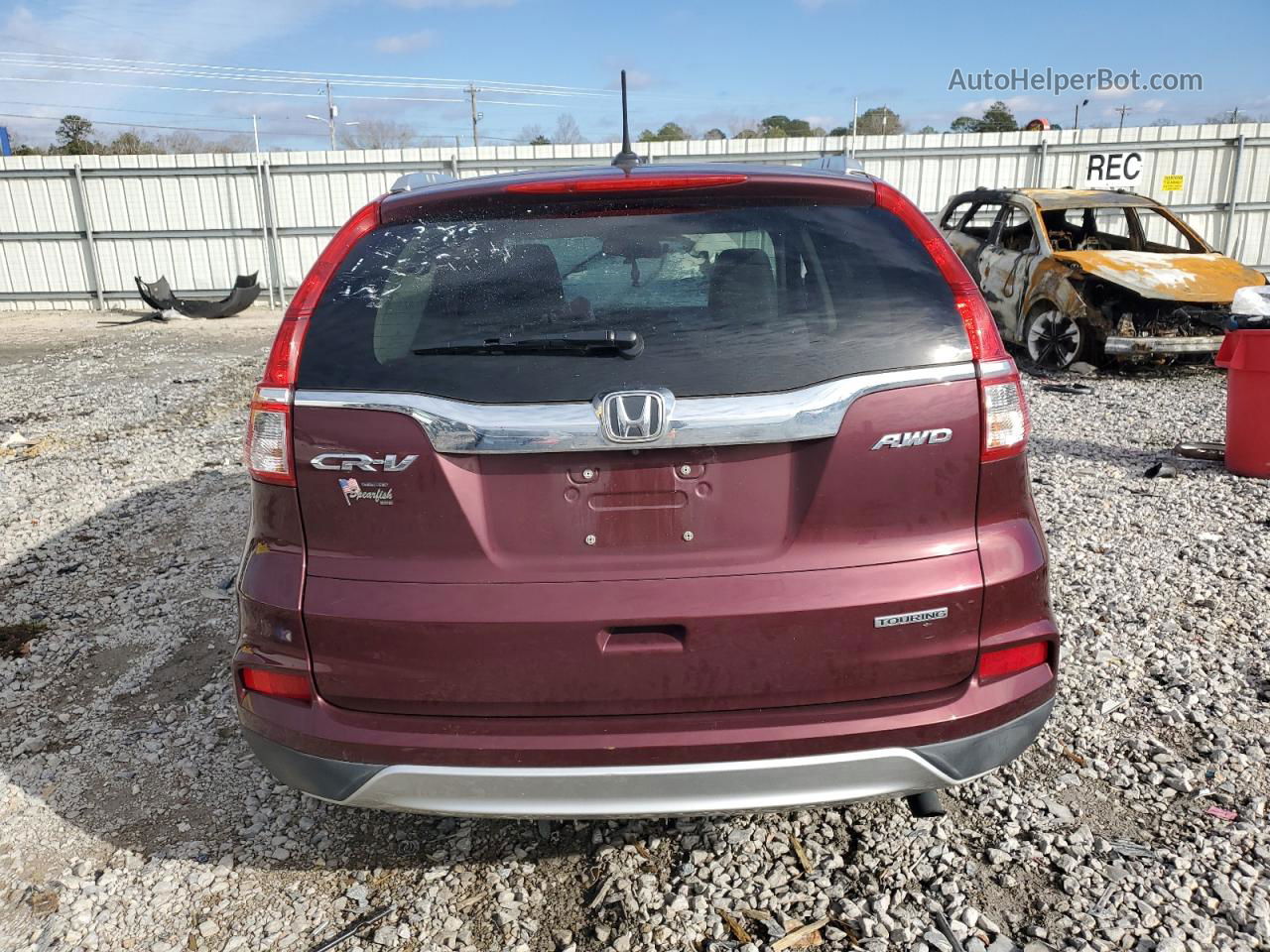 2016 Honda Cr-v Touring Maroon vin: 5J6RM4H93GL083819