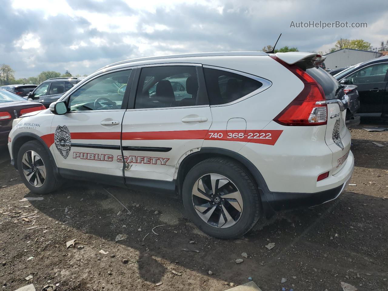 2015 Honda Cr-v Touring White vin: 5J6RM4H97FL005106