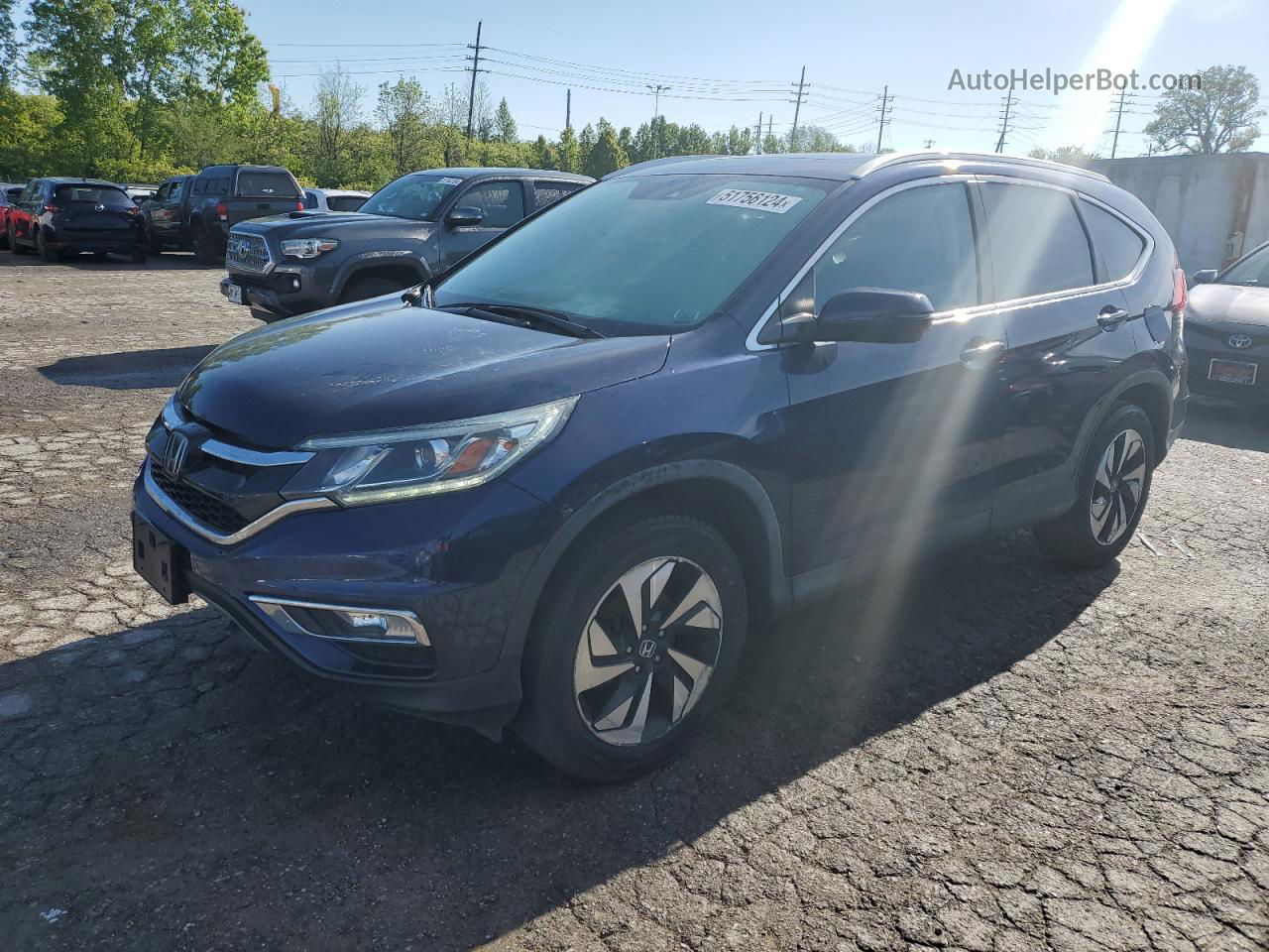 2016 Honda Cr-v Touring Blue vin: 5J6RM4H99GL118184