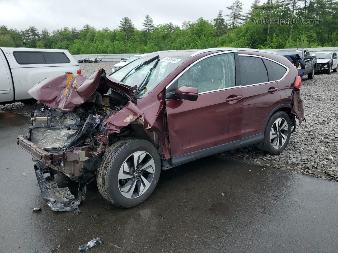 2016 Honda Cr-v Touring Maroon vin: 5J6RM4H9XGL048372