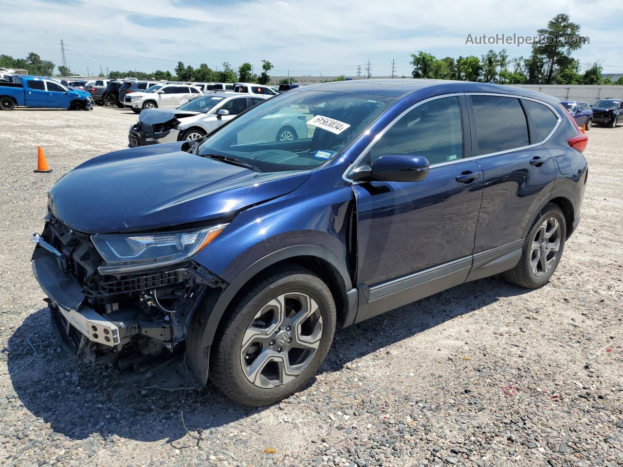 2019 Honda Cr-v Ex Синий vin: 5J6RW1H56KA044328