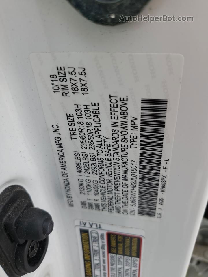 2018 Honda Cr-v Exl Белый vin: 5J6RW1H82JL015017