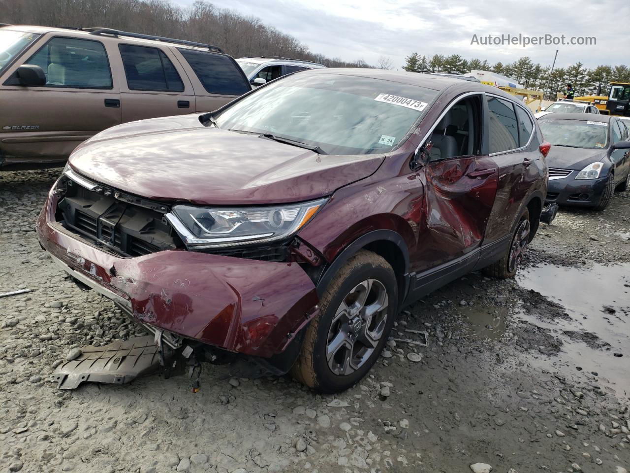 2019 Honda Cr-v Ex Burgundy vin: 5J6RW2H53KL024239