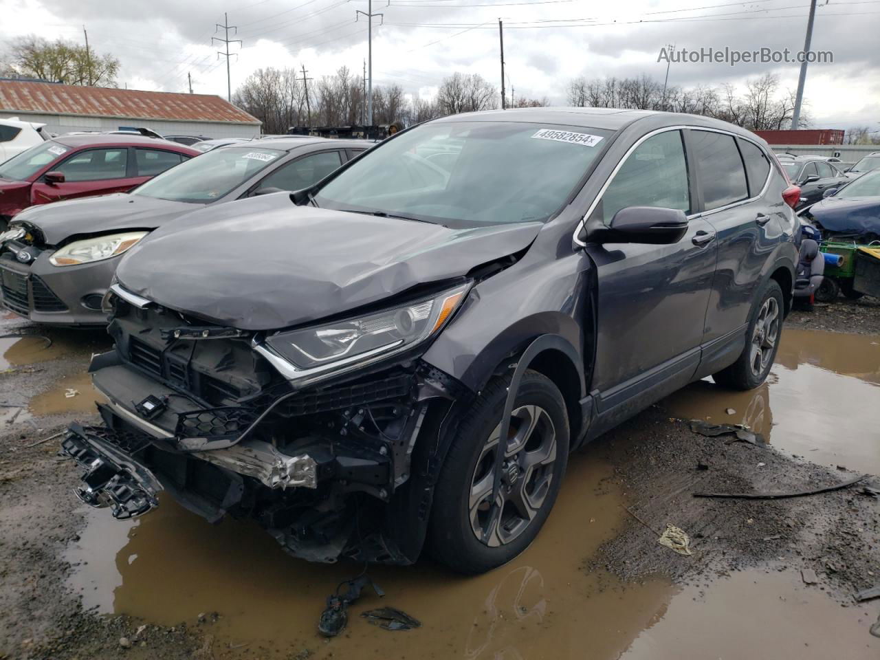 2018 Honda Cr-v Ex Gray vin: 5J6RW2H56JA002343