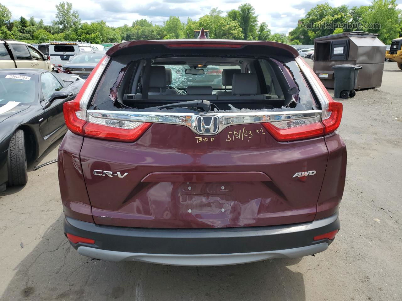 2017 Honda Cr-v Exl Темно-бордовый vin: 5J6RW2H87HL048708