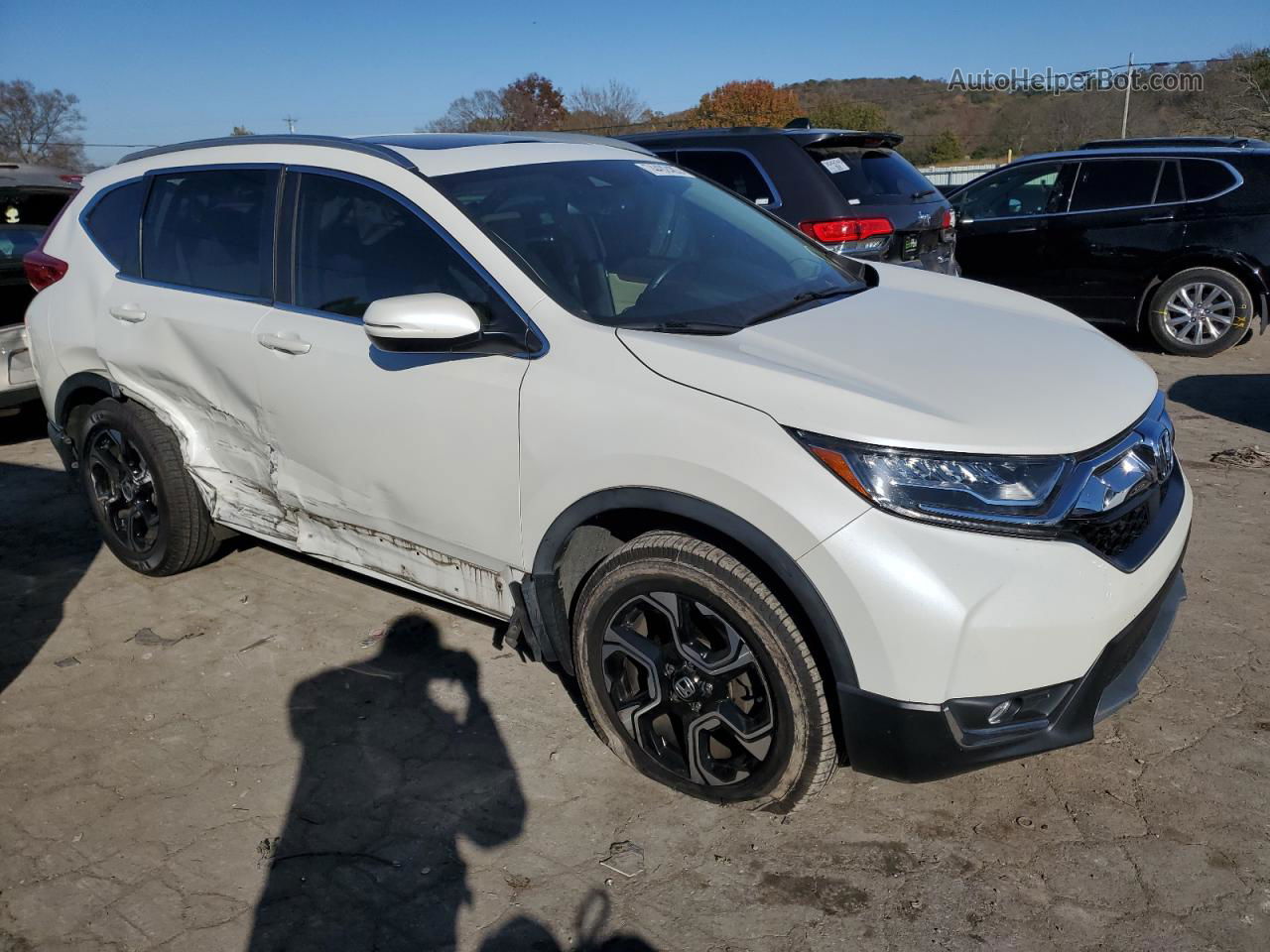 2017 Honda Cr-v Touring White vin: 5J6RW2H9XHL042085