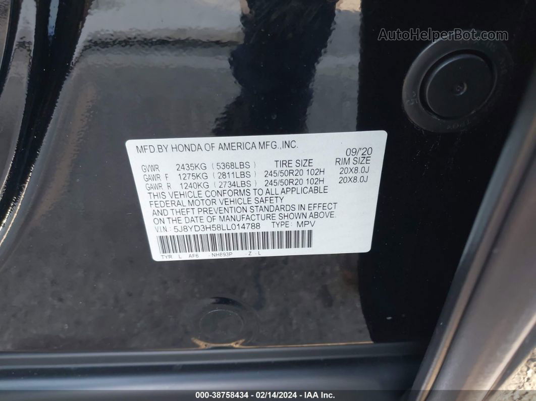 2020 Acura Mdx Technology Package Черный vin: 5J8YD3H58LL014788