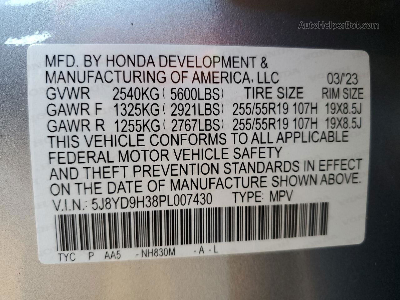 2023 Acura Mdx  Silver vin: 5J8YD9H38PL007430