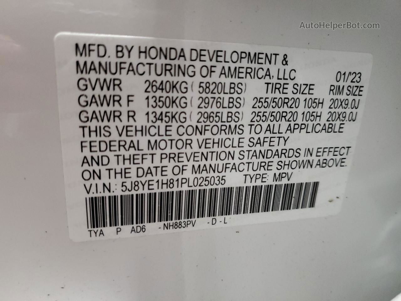 2023 Acura Mdx Advance Белый vin: 5J8YE1H81PL025035