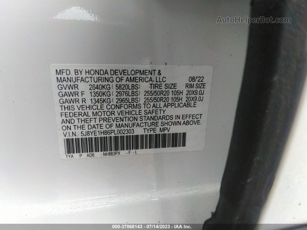 2023 Acura Mdx W/advance Package White vin: 5J8YE1H86PL002303