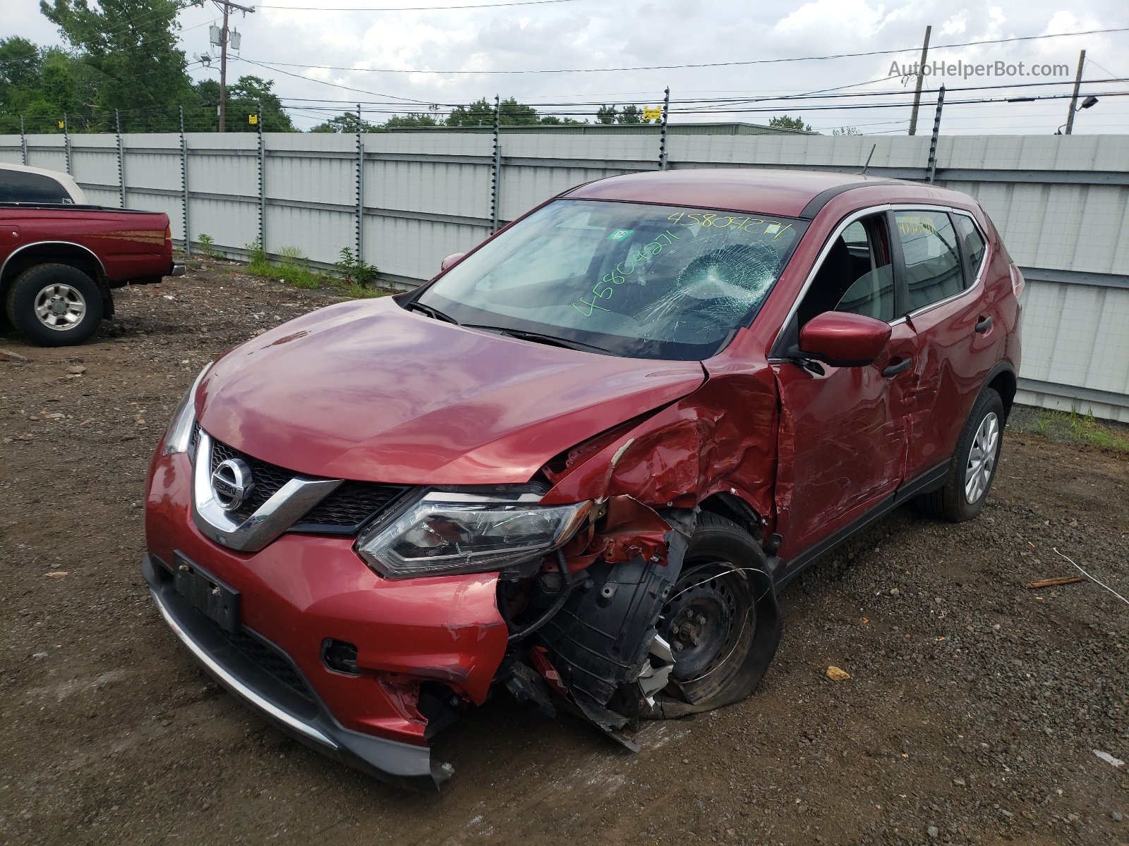 2016 Nissan Rogue S Red vin: 5N1AT2MV1GC889506