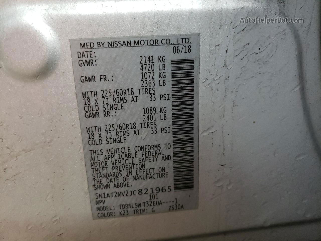 2018 Nissan Rogue S Silver vin: 5N1AT2MV2JC821965