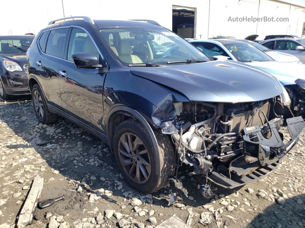 2016 Nissan Rogue S Синий vin: 5N1AT2MV6GC762783