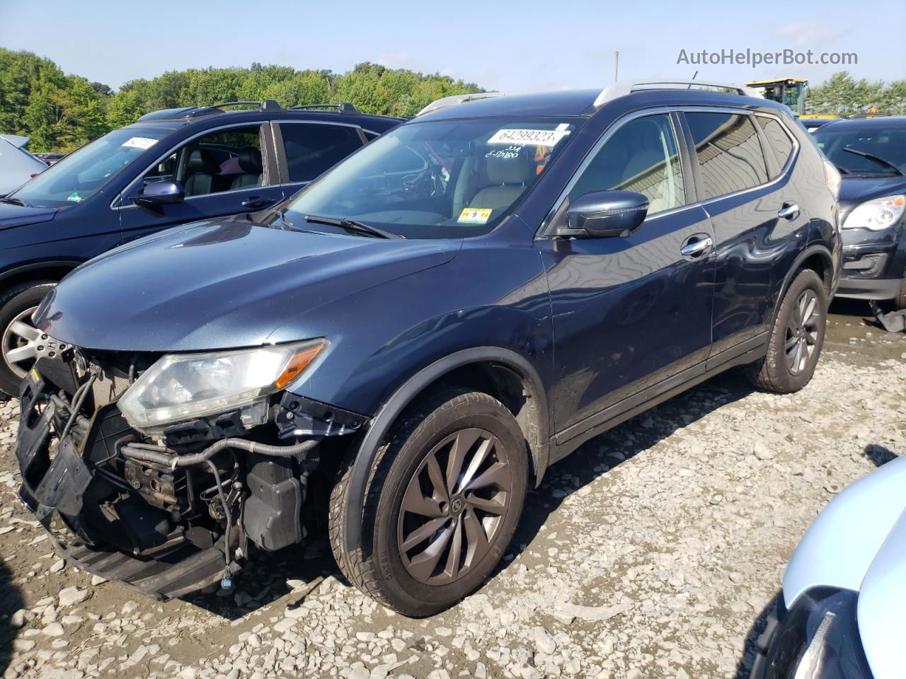 2016 Nissan Rogue S Синий vin: 5N1AT2MV6GC762783