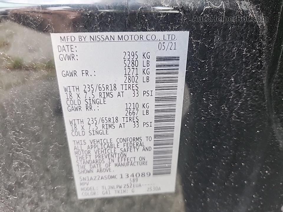 2021 Nissan Murano S Черный vin: 5N1AZ2AS0MC134089