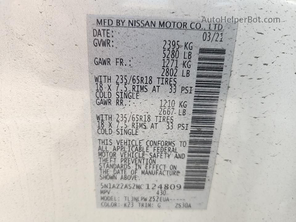 2021 Nissan Murano S Серебряный vin: 5N1AZ2AS2MC124809