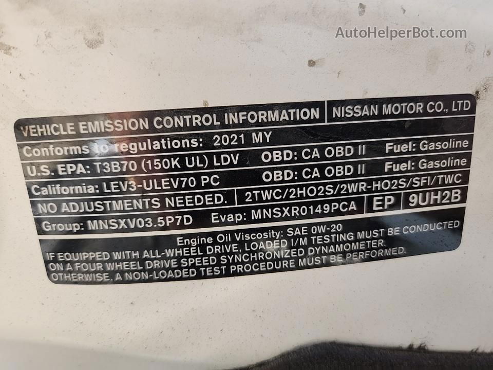 2021 Nissan Murano S White vin: 5N1AZ2AS3MC138105