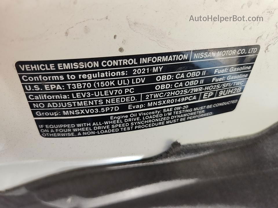 2021 Nissan Murano S White vin: 5N1AZ2AS9MC131210