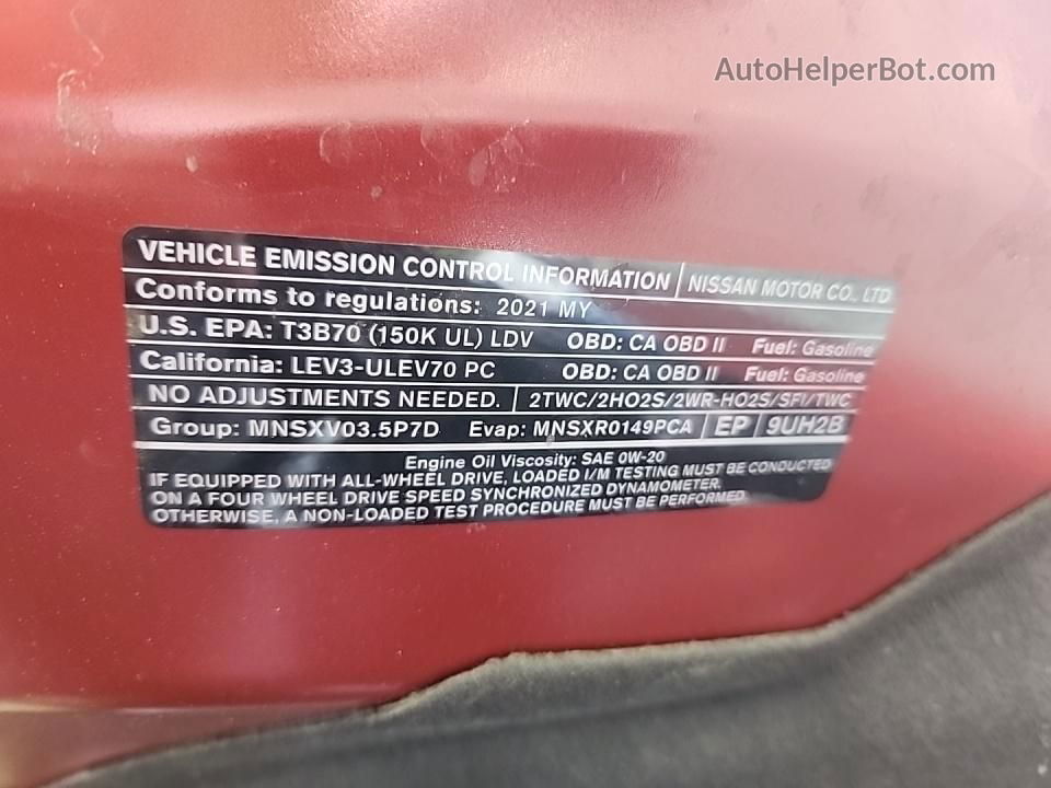 2021 Nissan Murano Sv Red vin: 5N1AZ2BS2MC137705